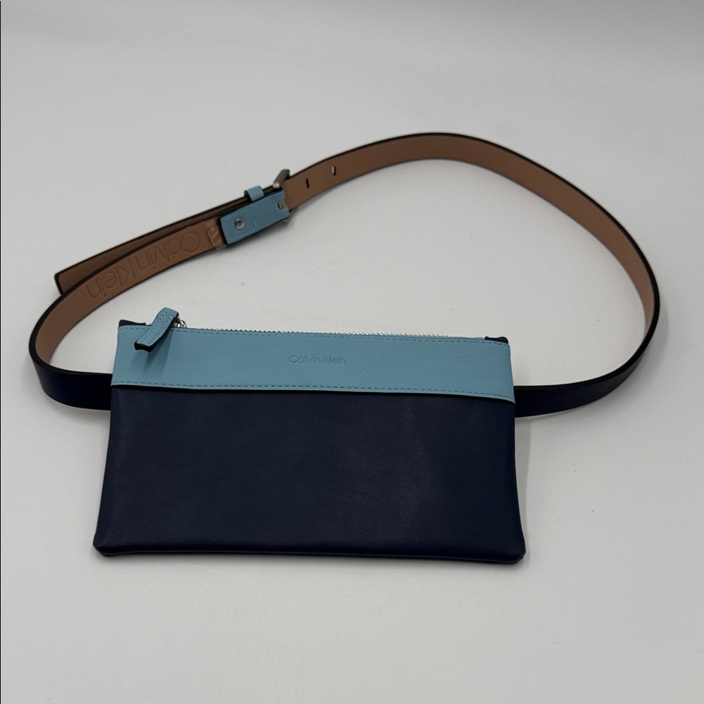 Calvin Klein Navy and Light Blue Crossbody Belt  Bag